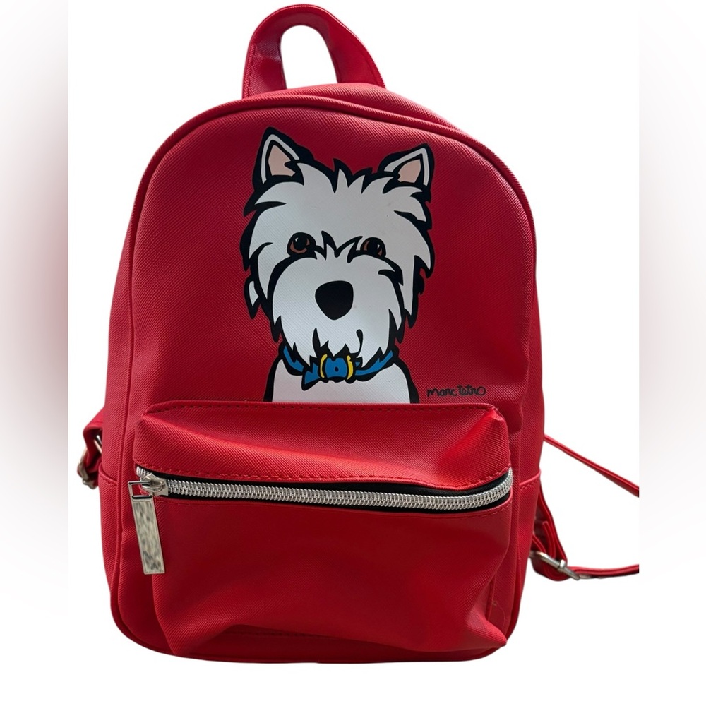Marc Tetro Westie Dog Red Mini Backpack PVC Designer Bag - Picture 9 of 10